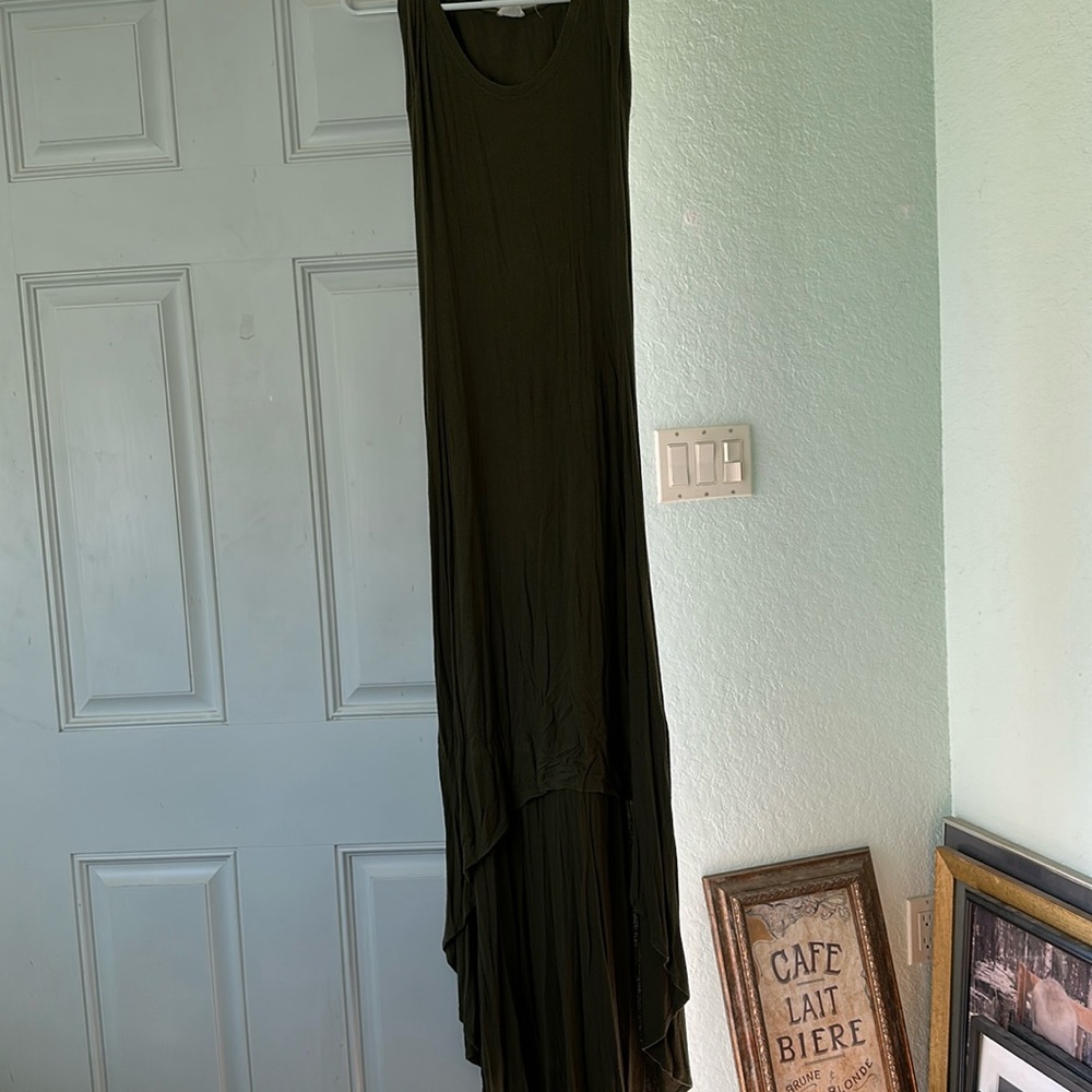 Asymmetrical long green t-shirt dress.  One Clothing 🫒🍀🐸🪖 size small